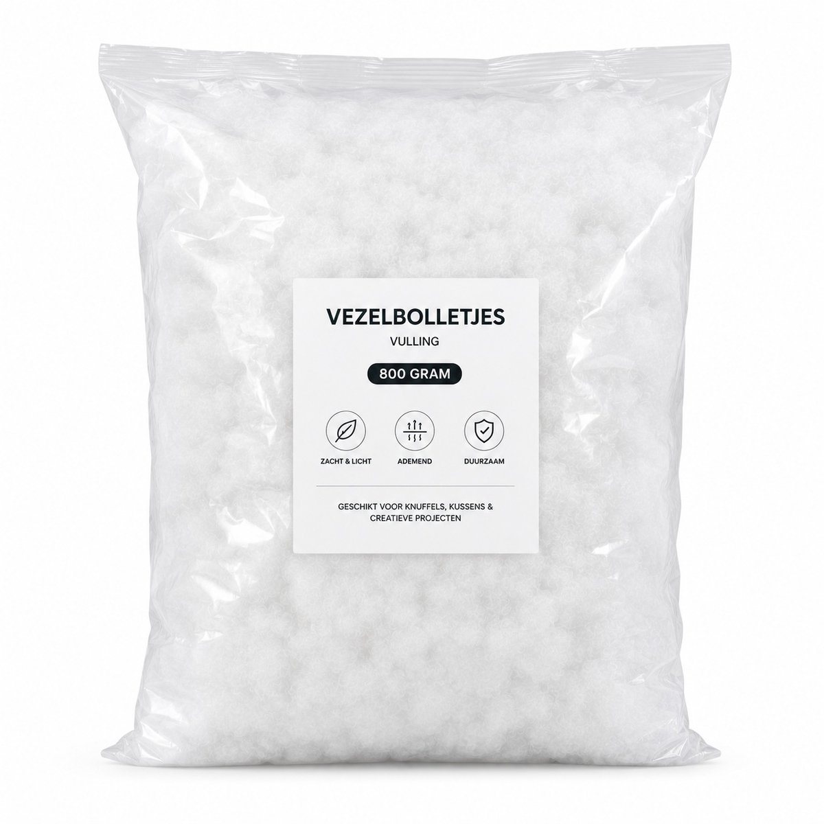 Kussenvulling - 800 gram Polyester donszachte Vezelbolletjes - Wit - Donzige Bolletjes
