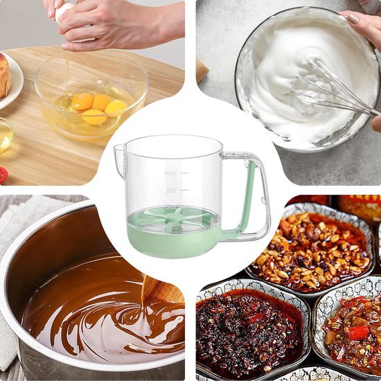 Eiermengbeker - Keukenmixer Beslagkom - Bakken en Koken - Handgeperst Mengsysteem - 12 x 13 x 12 cm - Groen — afbeelding 3