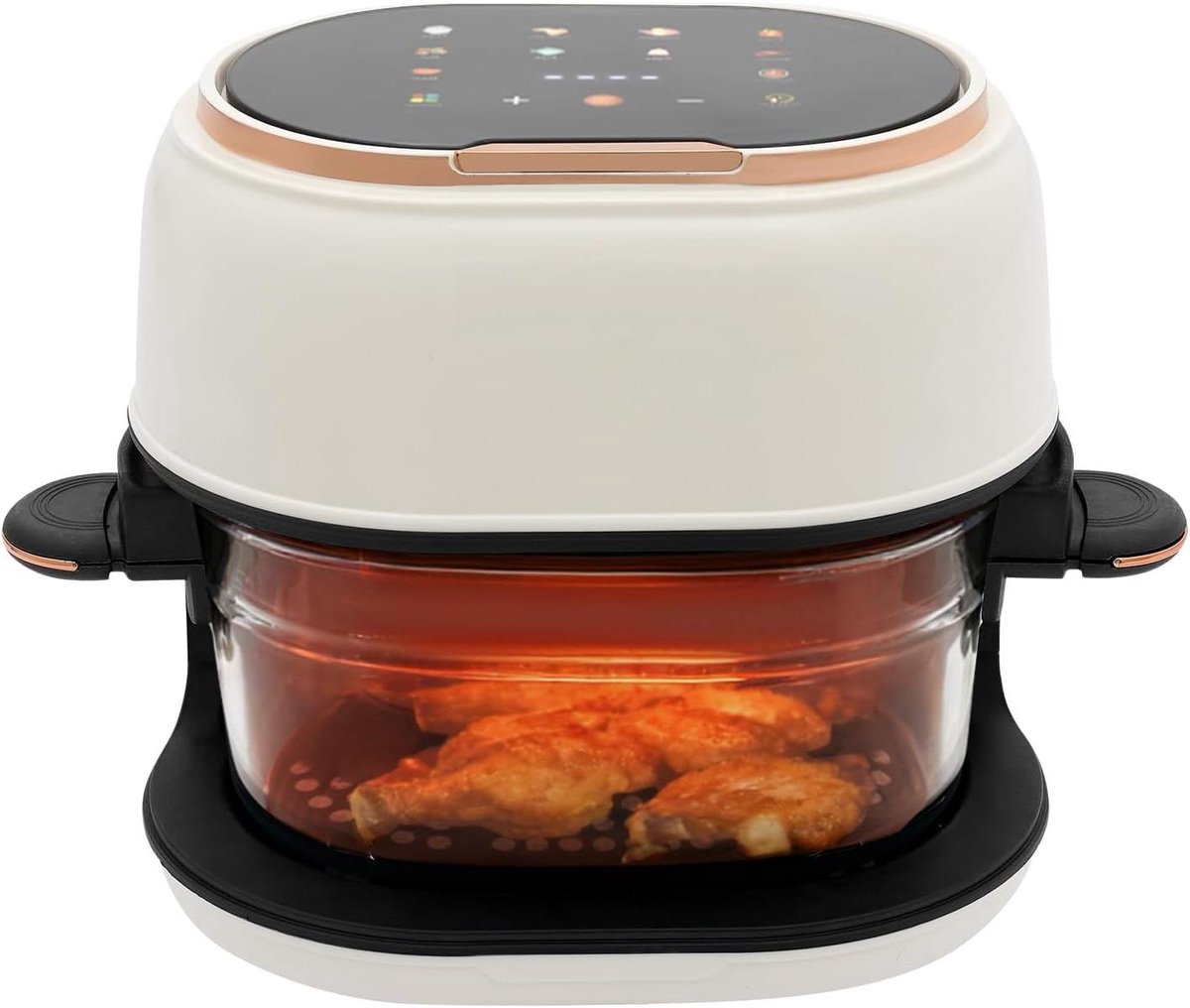 Airfryer Compact - Heteluchtfriteuse Mini - Gezond Koken - Zichtbare Glazen Mand - 4 Liter - Wit
