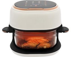 Airfryer Compact - Heteluchtfriteuse Mini - Gezond Koken - Zichtbare Glazen Mand - 4 Liter - Wit