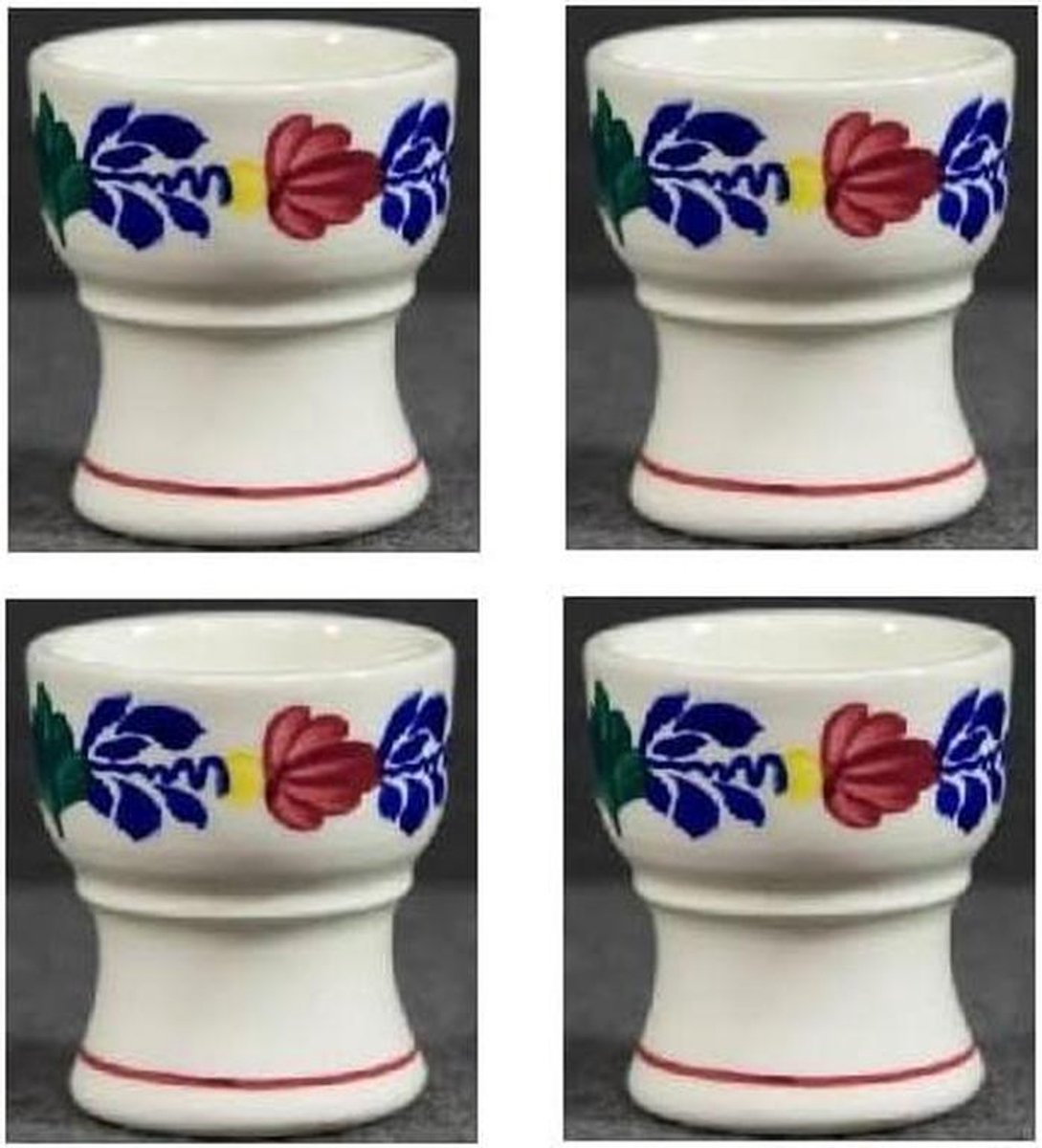 Eierdopjes met voet - Set van 4 - Ontbijt tafeldekking - Traditioneel design - Set van 4 - Multicolor