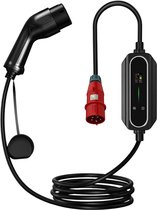 Mobiele lader 22 kW - 5 Meter | 32A - 3-Fase | 380v krachtstroom lader | IP67 waterdicht | Mobiele Thuislader (CEE stekker rood)