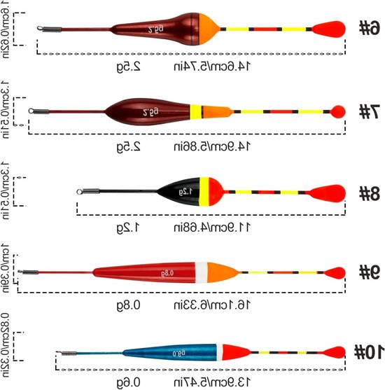 10 Stuks Ovalen Vissen Floats met Hoge Gevoeligheid voor Diverse Vissoorten (0.5g/0.8g/1g/2.5g/3g/4.5g) — afbeelding 4