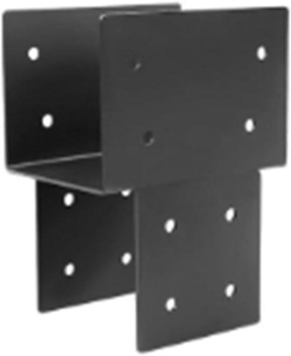 Paalbeugel - Verbindingsstuk Balk - Buitenconstructies Versterken - Weerbestendig Metaal - Past 10x10cm Paal - Zwart