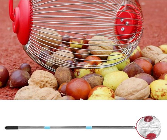 Notenk్రహter - Fruitplukker Ballenvanger - Buiten Verzamelen - Uitschuifbare steel - 113.5 cm - Zilver — afbeelding 3