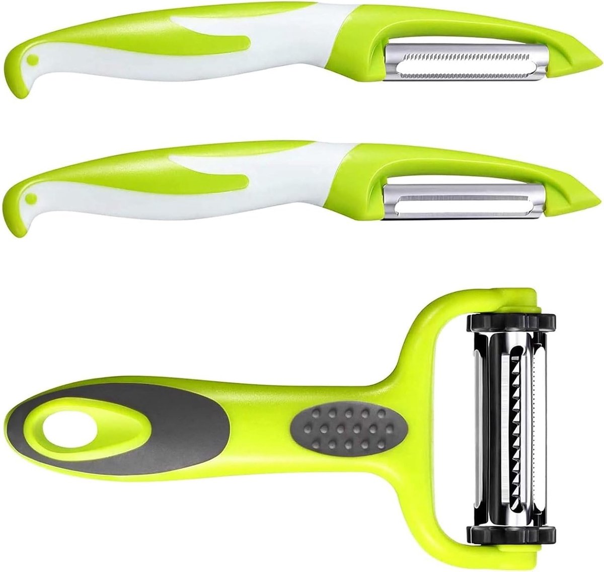 Professionele Aardappel Schiller Set van 3 Stuks, Rvs Julienne Schiller voor Groenten, Antislip Handvat, Geschikt voor Aardappelen, Appels, Wortelen en Komkommers