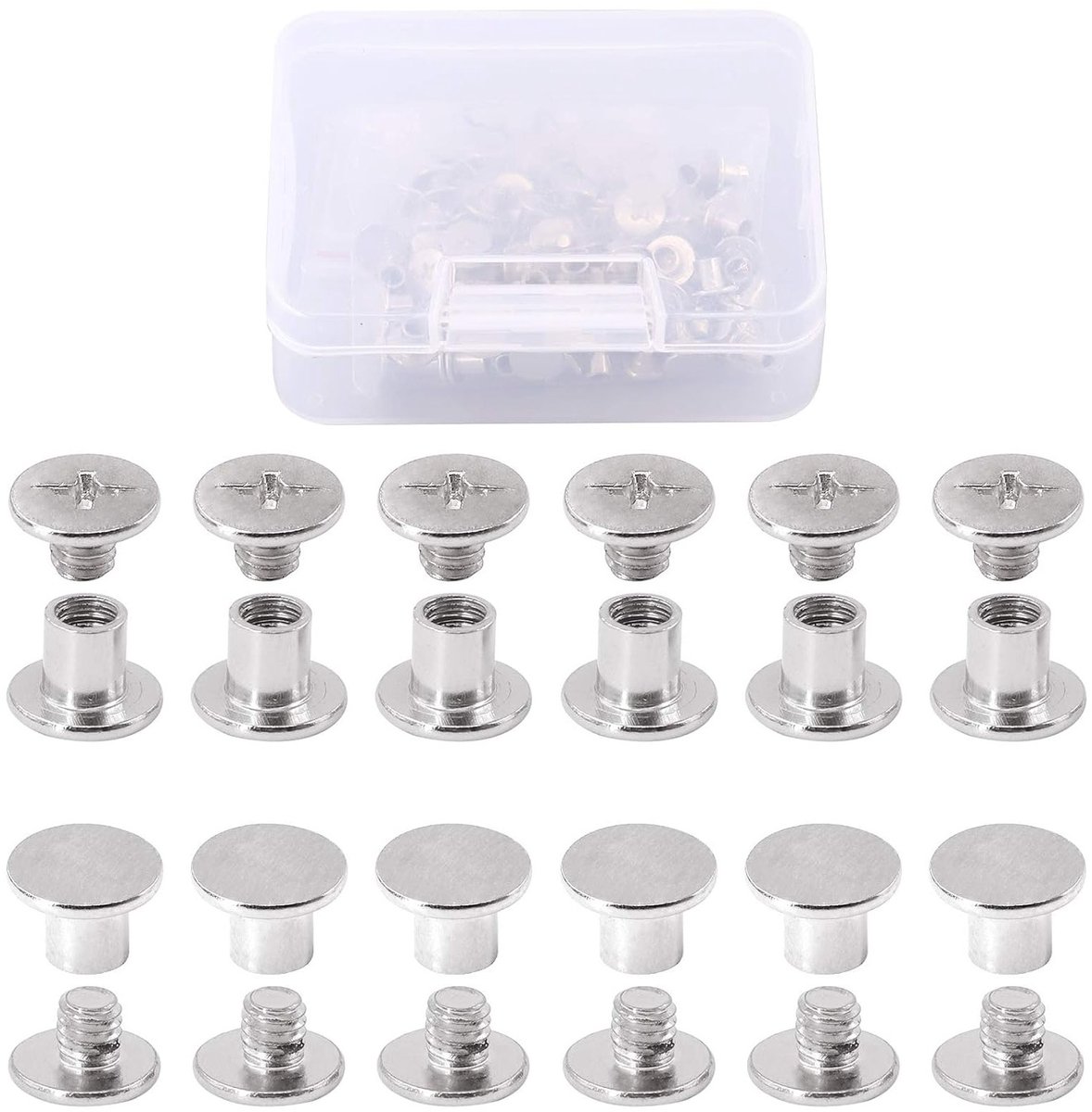 50 Sets M5 x 6mm Phillips Chicago Screws voor Scrapbook, Fotoalbums en Leerreparatie - Assortiment Kit voor Creatieve Projecten
