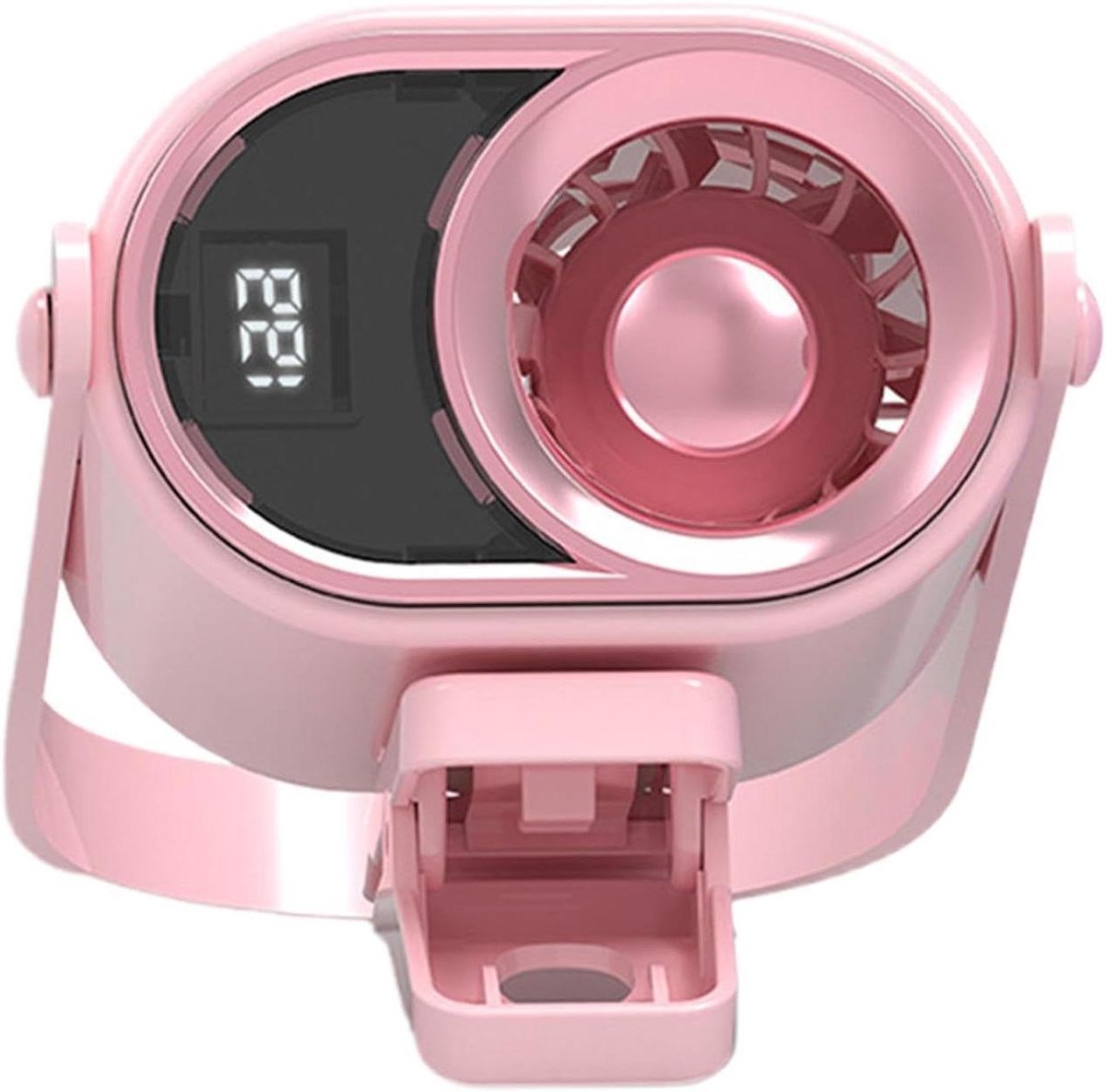 Ventilator met clip - Mini koeler - Persoonlijke koeling - Digitaal display - 78 x 53 cm - Roze