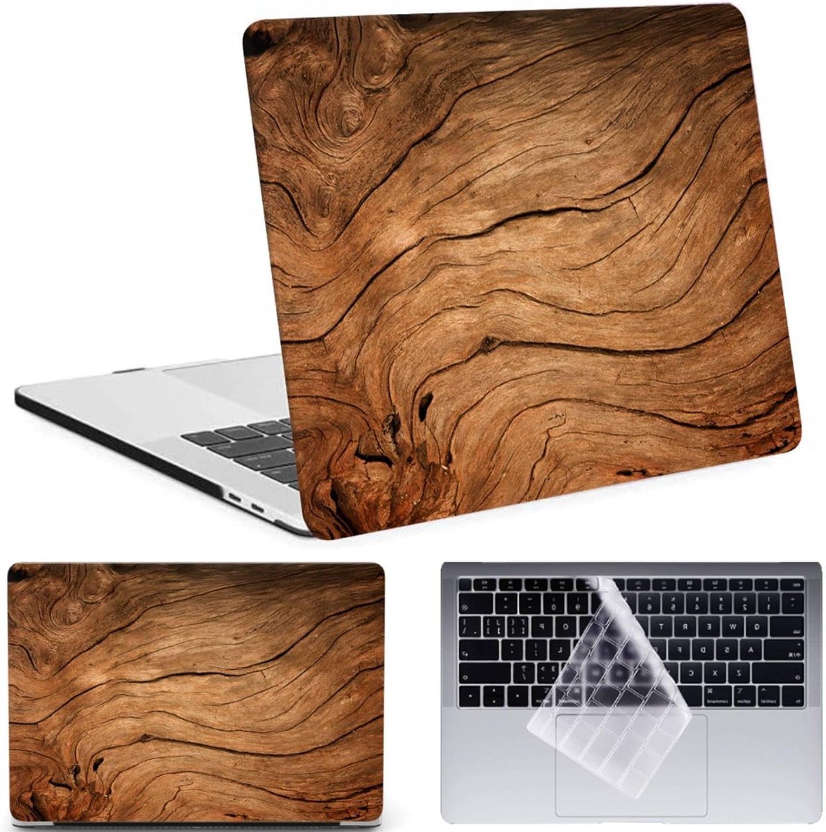 Laptop Beschermhoes - Harde Shell - Dagelijks Gebruik - Tweeledig Ontwerp - 13 Inch - Houtnerf
