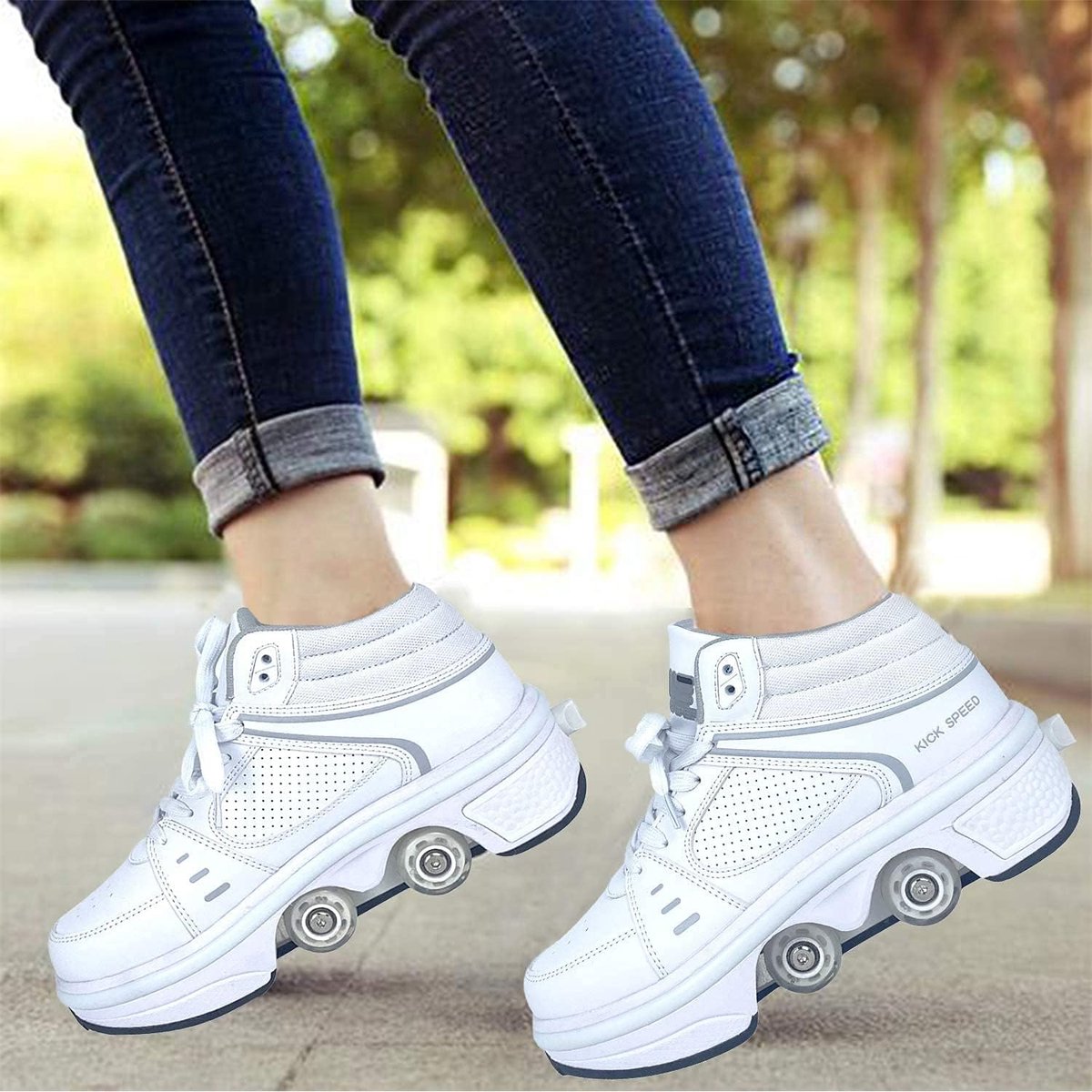 Kinder rolschaatsen - Inline skates - Actief buiten - 2-in-1 ontwerp - Verstelbaar - Zwart