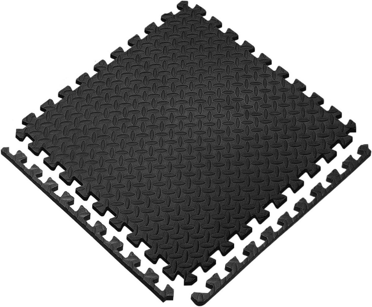 Beschermende Vloermat - Fitness Tegels - Sporten Thuis - Puzzel Systeem - 12 Stuks - Zwart