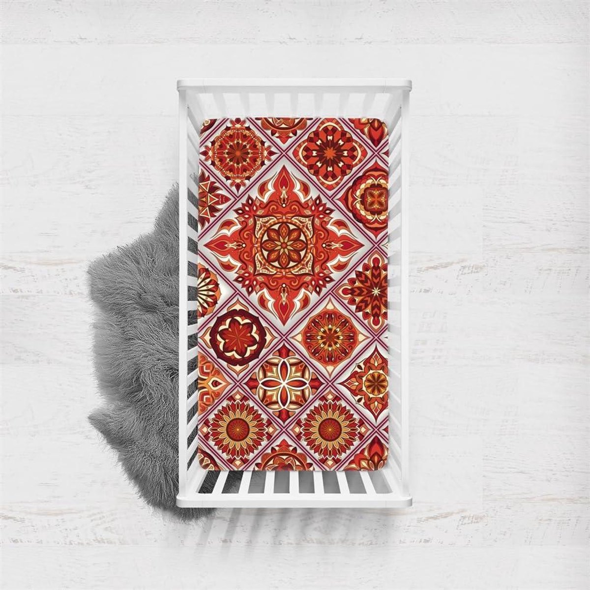 Baby Hoeslaken - Wieg Laken - Babykamer Inrichten - Zacht Ademend Materiaal - 120x60cm - Rood