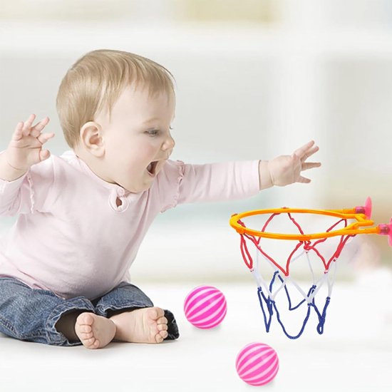 Mini basketbalmand - Badspeelgoed set - Badplezier stimuleren - Zuignap bevestiging - 2 ballen - Willekeurige kleur van MINI — afbeelding 3
