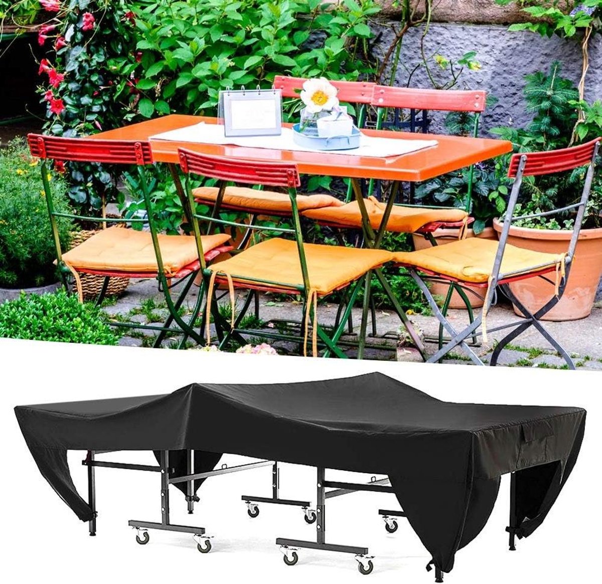 Tafeltennistafelhoes - Pingponghoes - Buiten Beschermen - Waterdicht UV-bestendig - 280x153x73cm - Zwart
