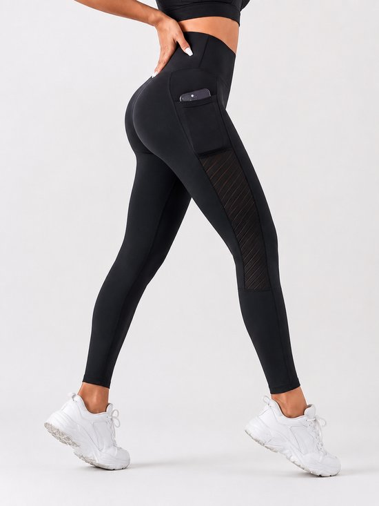 SparkNine Novaflex sportlegging dames - stijlvol & ademend - met zakken - XL - zwart - mesh panelen - elastisch - squatproof van Merkloos — afbeelding 2