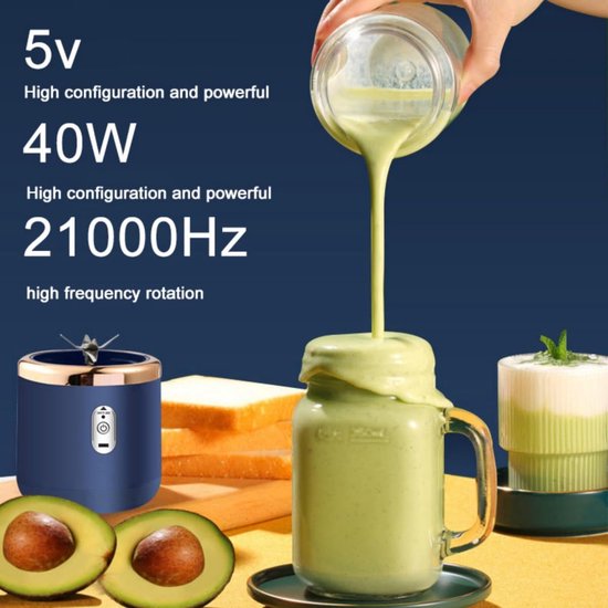 KZQ Draagbare Blender 398 Ml 40W Usb Oplaadbaar Reisblender Voor Smoothies Geschikt Voor Thuis Sport Kantoor En Kamperen van kzq — afbeelding 4