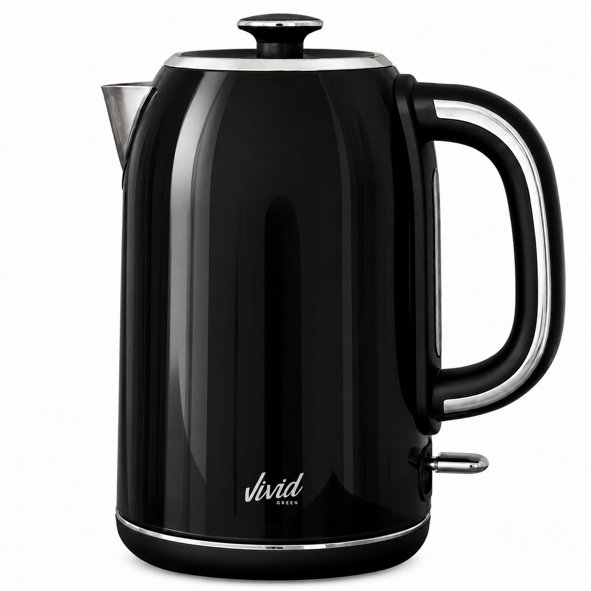 Vivid Green Luxe Waterkoker 1.7L - Retro Design - 2200W - BPA-vrij - 360° - RVS - Zwart