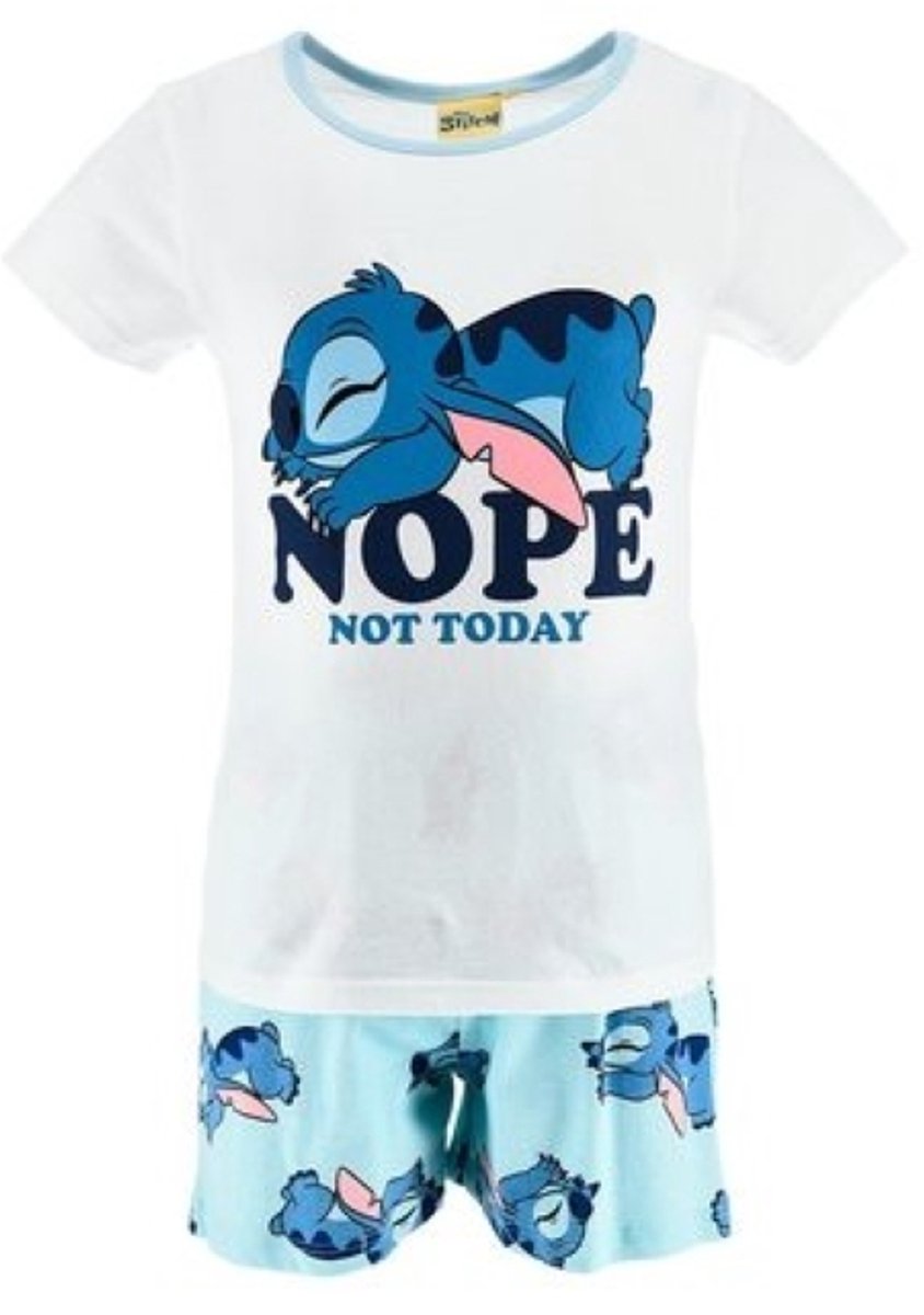Disney Stitch Pyjama / Shortama - 100% katoen - Korte pyjamaset wit met blauw
