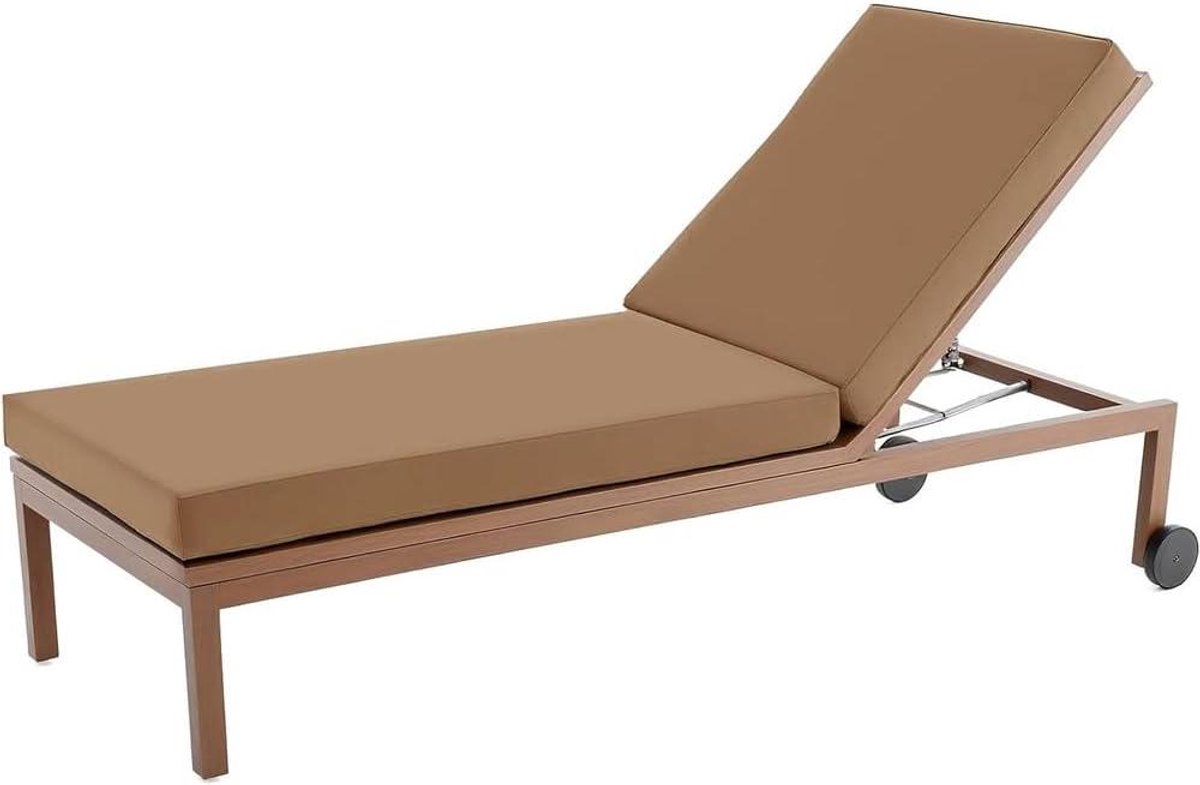 Ligkussen Tuinstoel - Buitenkussen Loungestoel - Buiten Ontspannen - Waterdicht TPU Materiaal - 188x58x10 cm - Kaki