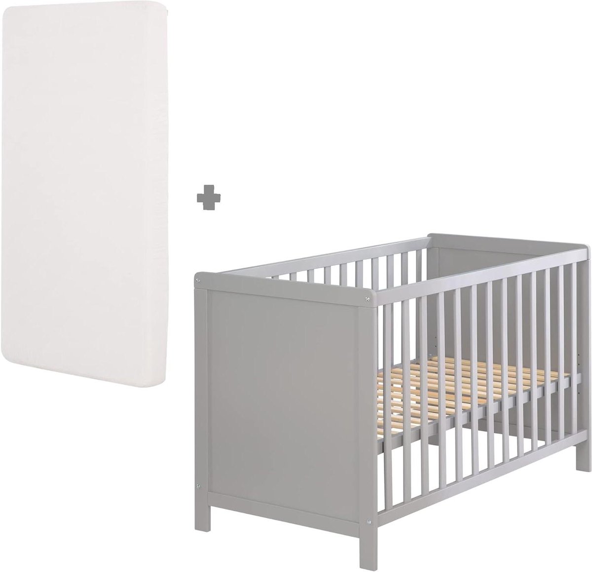 Bijzetbed met matras - Aanlegbed peuterbed - Veilig slapen - In hoogte verstelbaar - 60x120 cm - Taupe