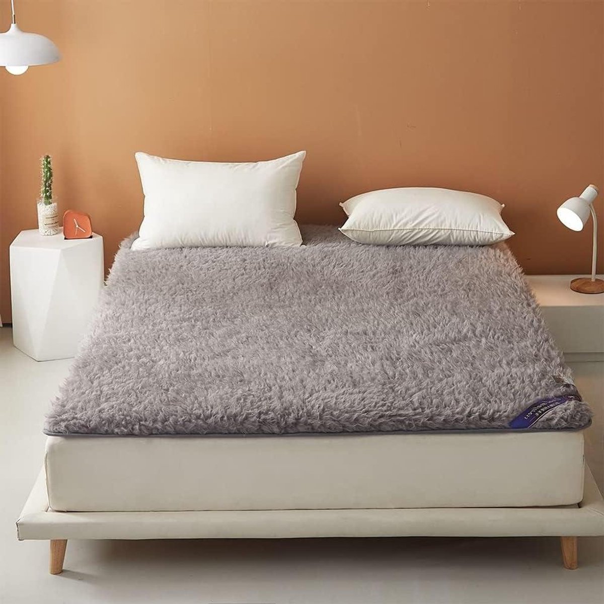 Opvouwbare Futonmatras - Vloerbed Rolbaar - Comfortabel Slapen - Zachte Pluche Stof - 90 x 190 cm - Warm Grijs