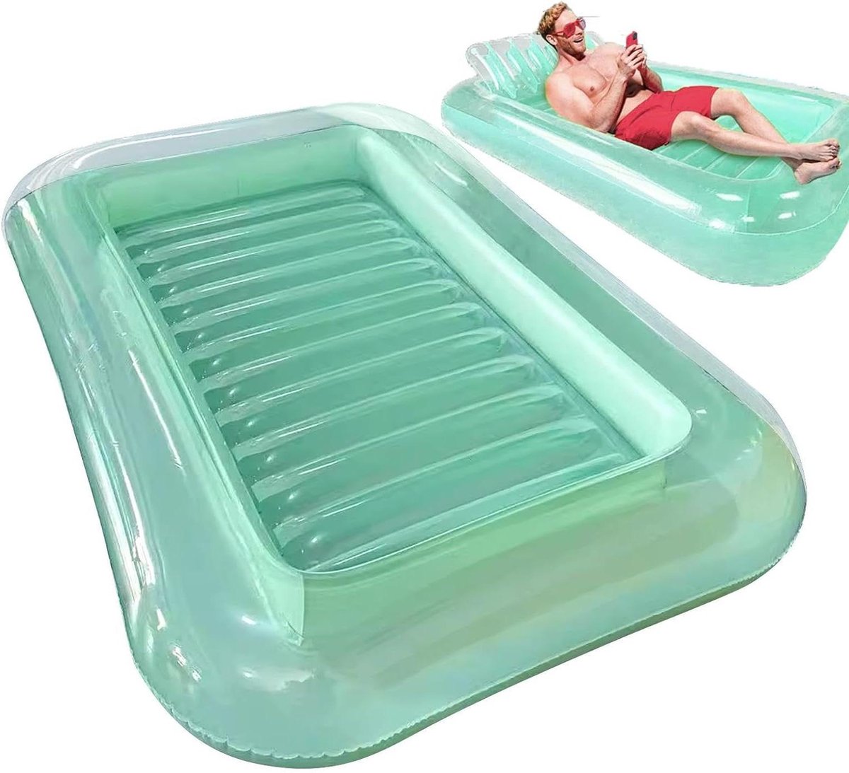 Opblaasbaar Luchtbed - Zwembad Lounge - Ontspannen in water - Aanpasbare rugcurve - 170x110 cm - Enkel kenmerk