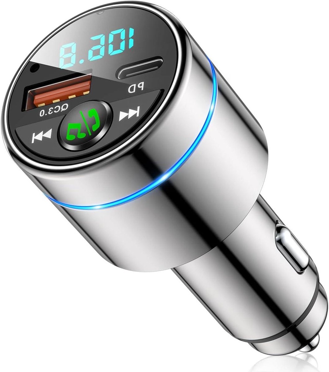 Auto FM Zender - Bluetooth Adapter - Muziek Streamen - Dubbele Snellader - 8 cm - Metaal