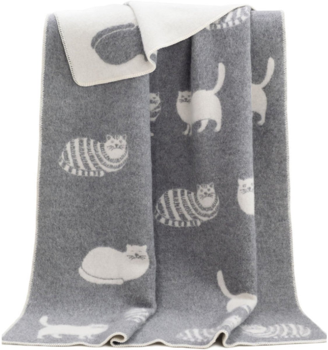 JJ Textile Wollen Deken - CAT (Grijs) 130x180cm - Made in UK