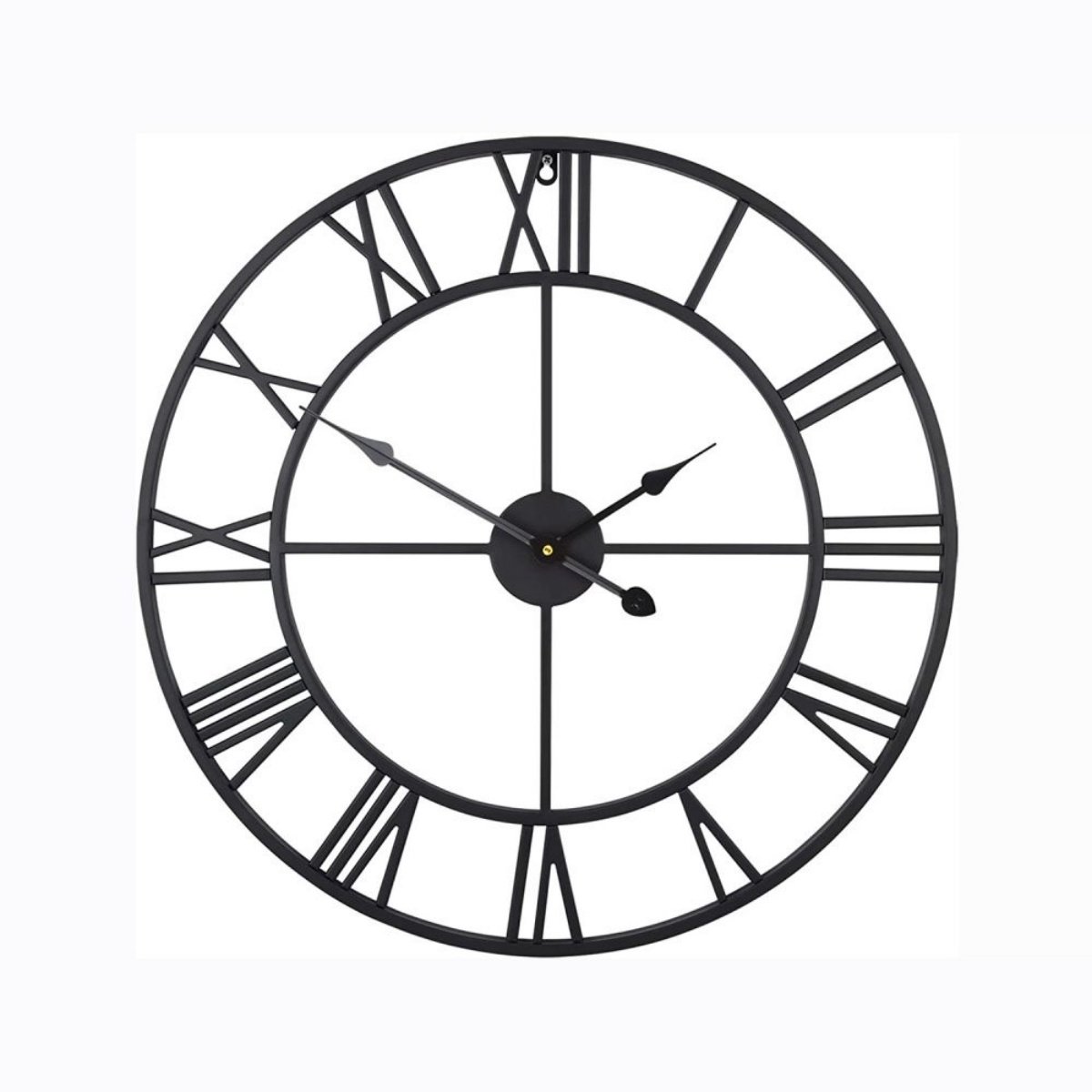 TOVBMUP Muurklok - Klok - Klassiek stalen wandklok - Romeinse cijfers - Diameter van 40cm - Zwart