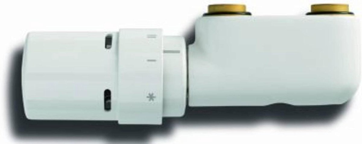 Thermostaatkraan Set - Ventielkraan Radiator Kraan - Verwarming Regelen - Haakse Aansluiting - 5 x 1 x 1 cm - Wit