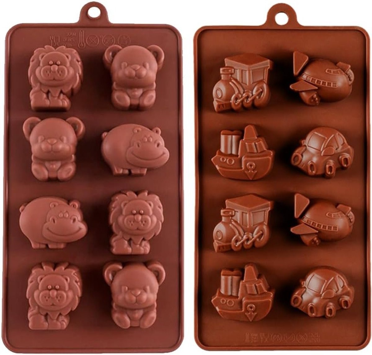 Siliconen Cake Mallen voor Dieren en Vervoer, 8-Caviteiten voor Chocolade, Muffins en Zeep, Perfect voor Feestdagen en Speciale Gelegenheden