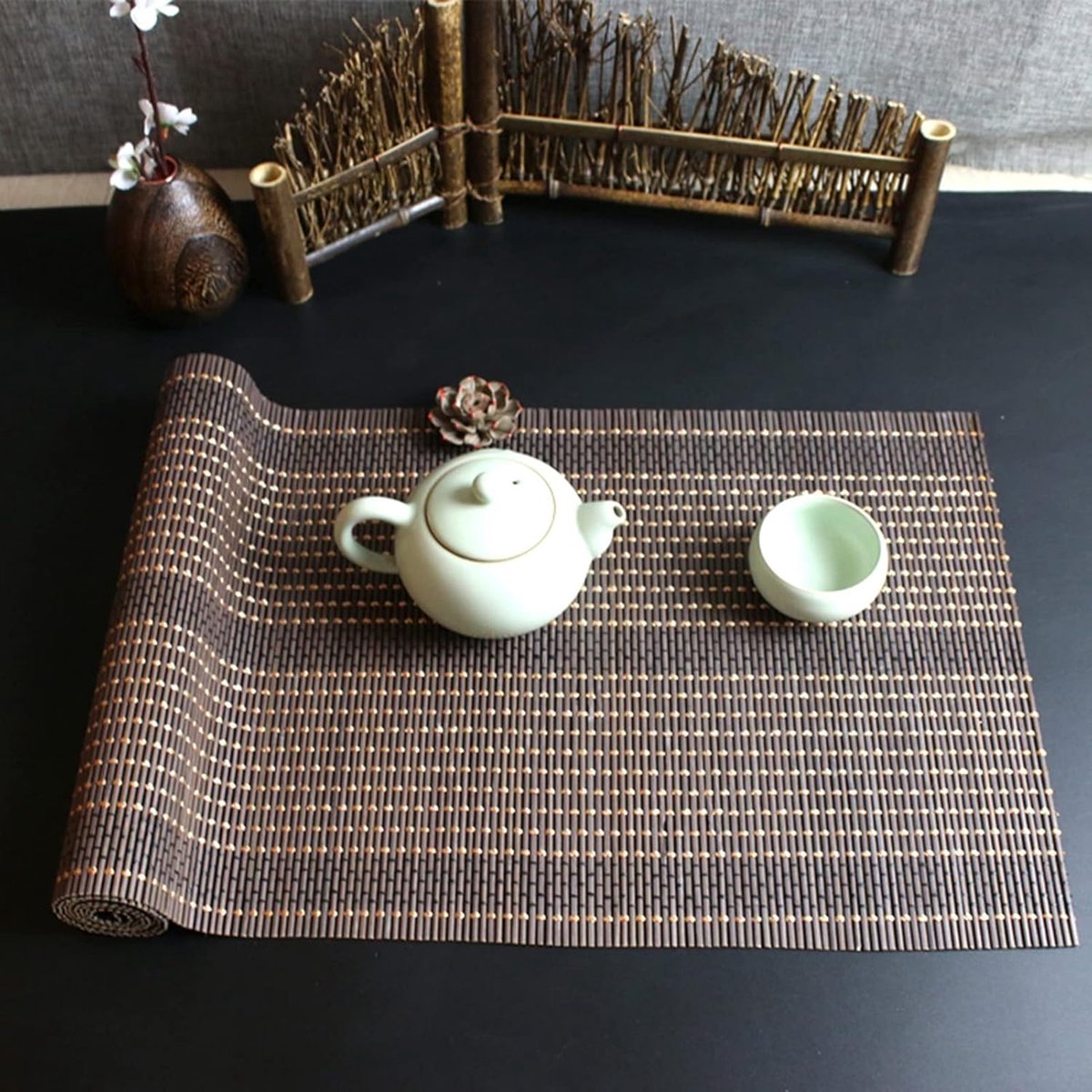 Tafelloper Bamboe - Placemat Rol - Tafel Decoratie - Antislip Materiaal - 90 x 100 cm - Bruin