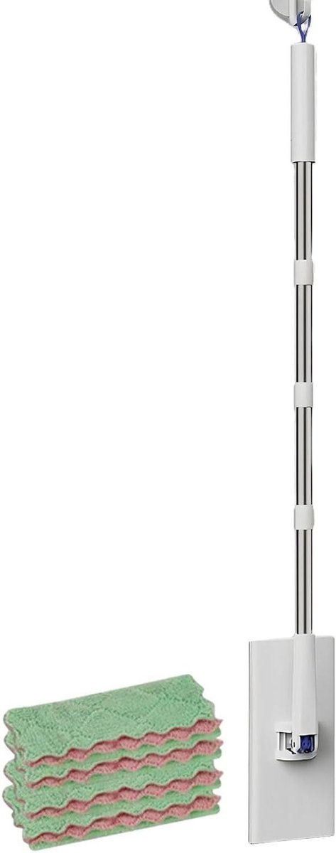 Clip Mop - Vloerwisser - Efficiënt Schoonmaken - Herbruikbare Pads - 125 cm Lengte - Veelkleurig