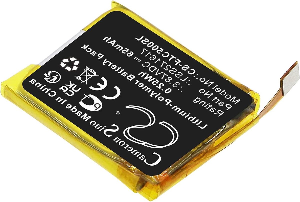 Vervangende Batterij - Accu Oplader - Fitness Tracker - Li-Polymer Technologie - 65mAh - Zwart