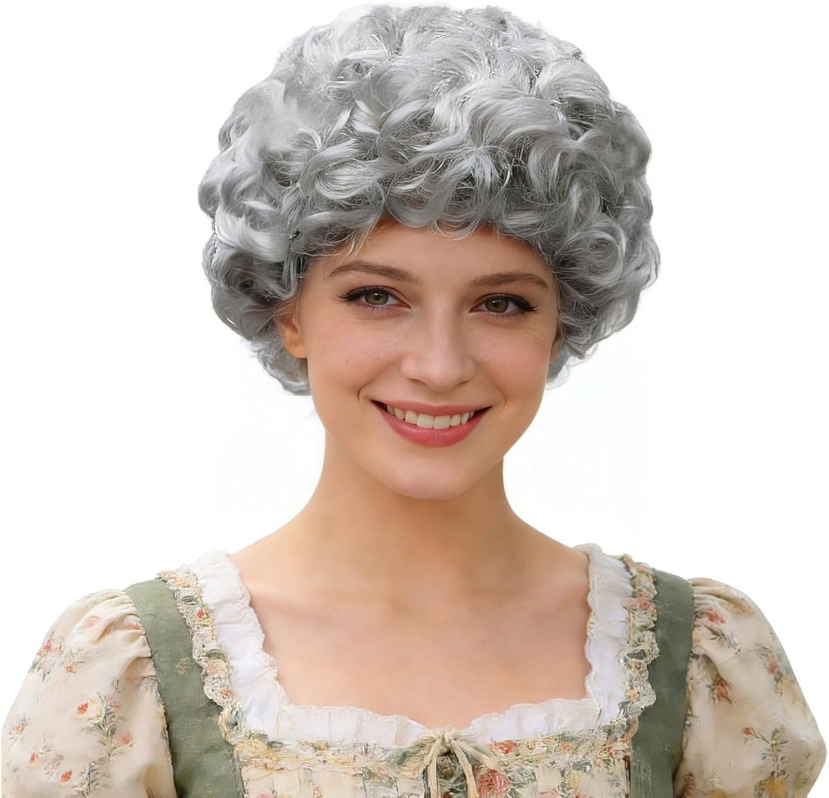 Korte Krullende Perücke voor Vrouwen - Afro-stijl voor Carnaval, Halloween en Cosplay - Perfect voor Oudere Dames en Feestelijke Gelegenheden