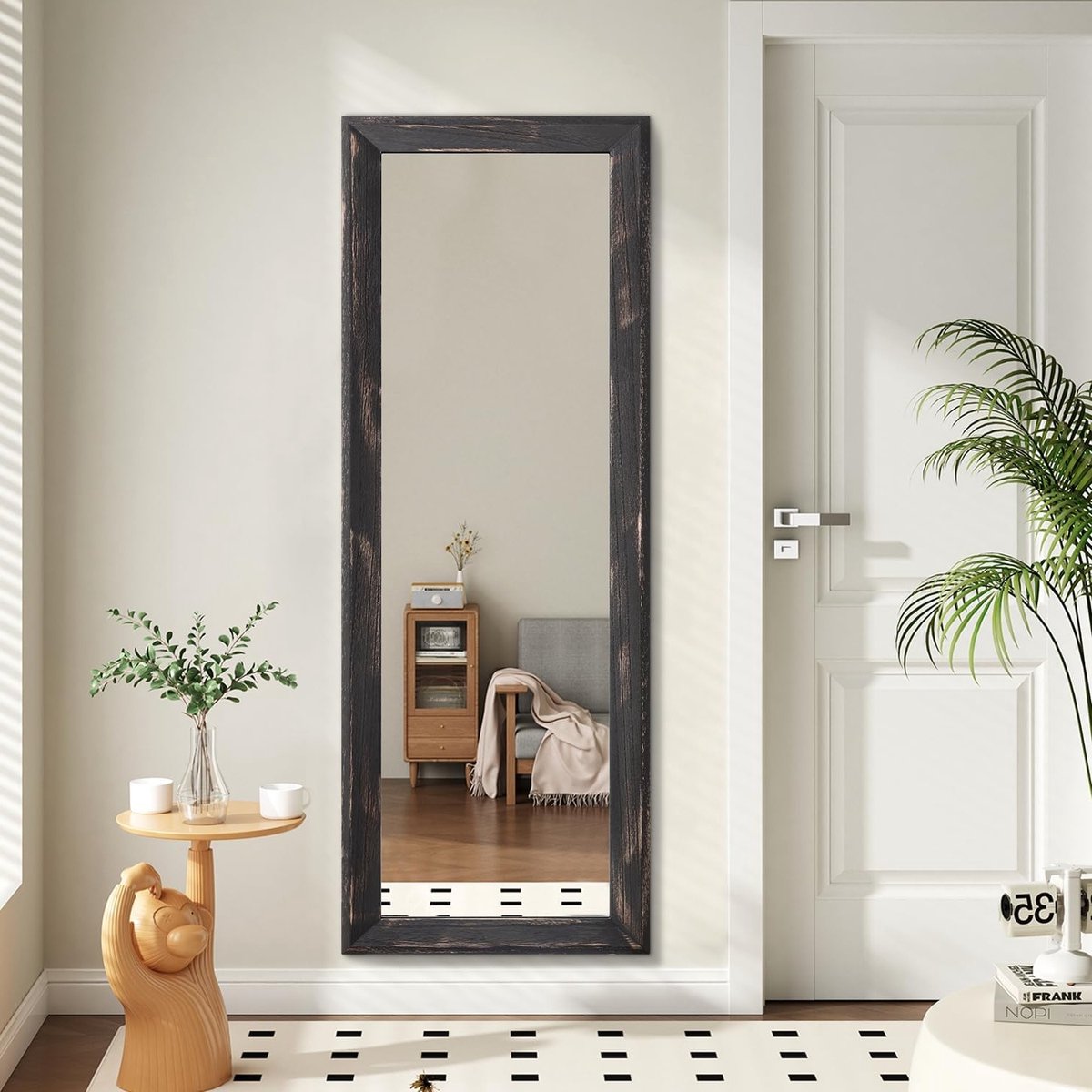 Volledige Wandspiegel met Houten Frame, Grote Hangspiegel 120 L x 40 B cm voor Slaapkamer, Woonkamer, Badkamer en Hal, Perfect voor Interieurdecoratie