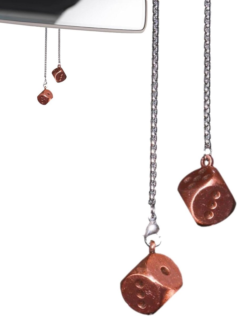 Auto Hanger Kubus - Decoratieve Accessoire - Auto Interieur - Ritmische Beweging - 1.4 cm Kubus - Brons