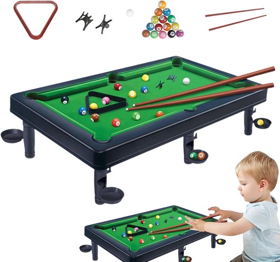 Miniatuur Pooltafel - Tafel Biljart - Gezinsspel - Educatief Entertainment - 55x32x15.5 cm - Groen — afbeelding 5