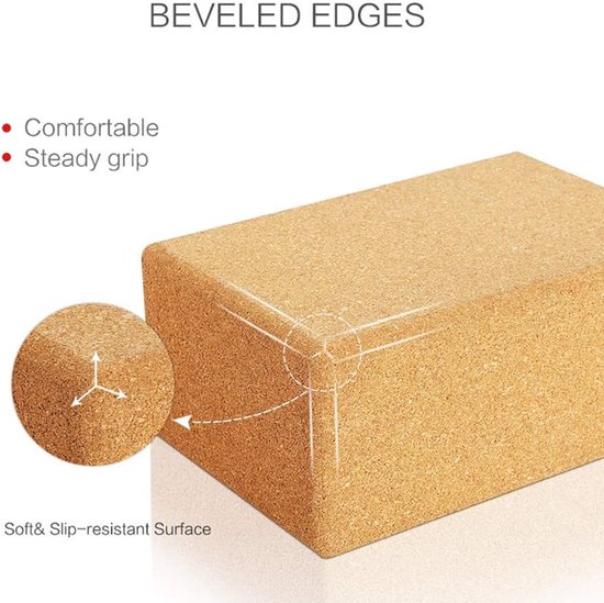 Yoga Blokken - Fitness Steunen - Balans Verbeteren - Natuurlijk Kurk Materiaal - 23x15x7.5cm - Houtkleur — afbeelding 5