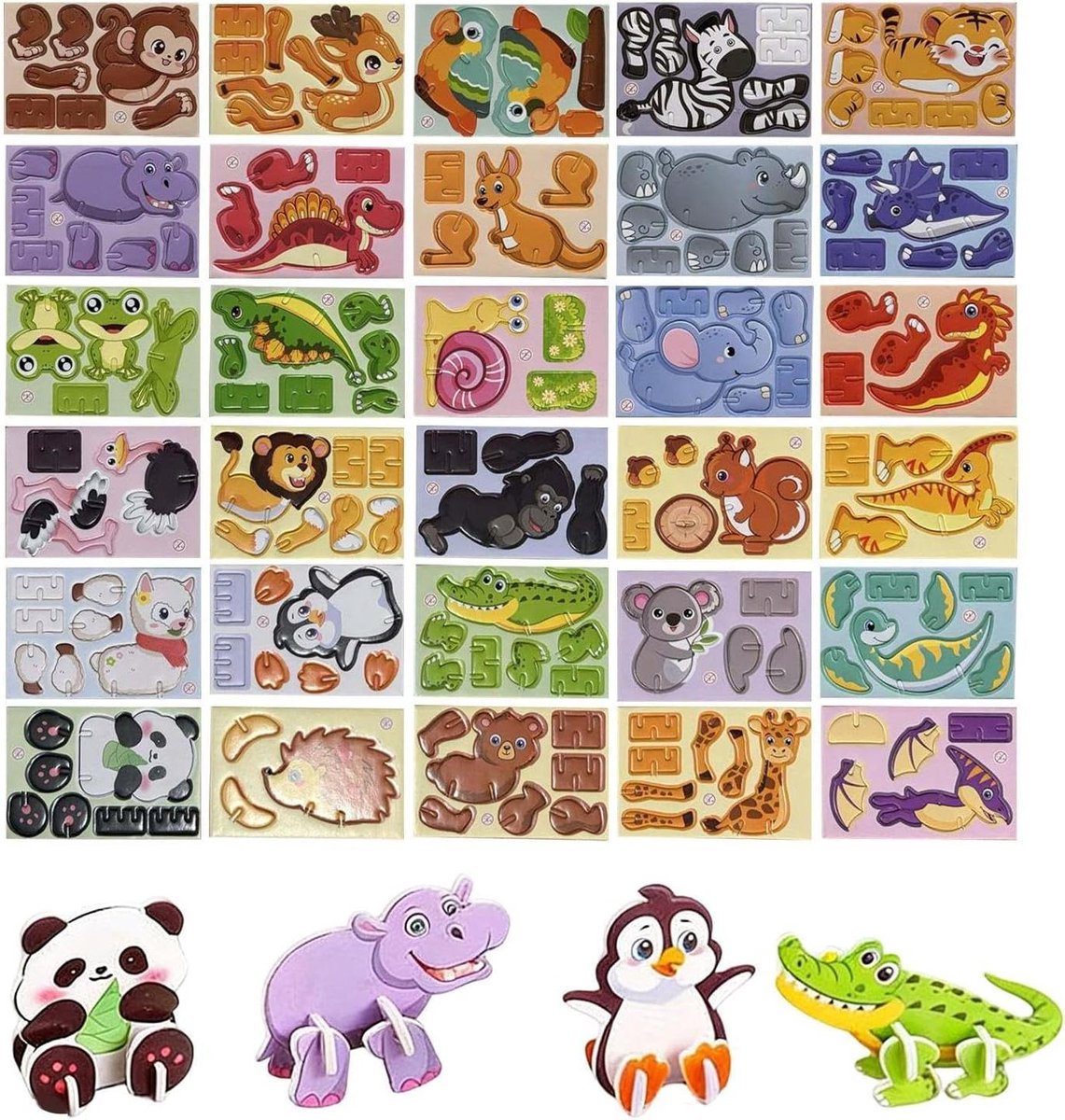 Dieren Puzzel - Bouwmodel Cartoon - Creatief Spelen - 30 Verschillende Stijlen - 30 Stukjes - Oceaan