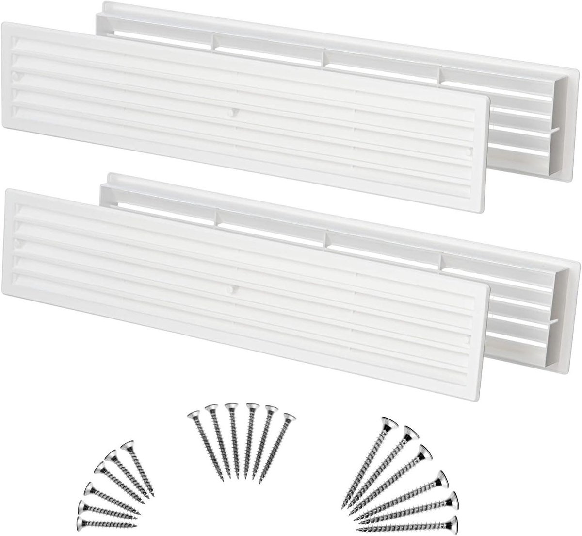 Ventilatierooster Deuren - Luchtstroom Rooster - Luchtcirculatie Verbeteren - Dubbelzijdig Monteren - 450 x 92 mm - Wit