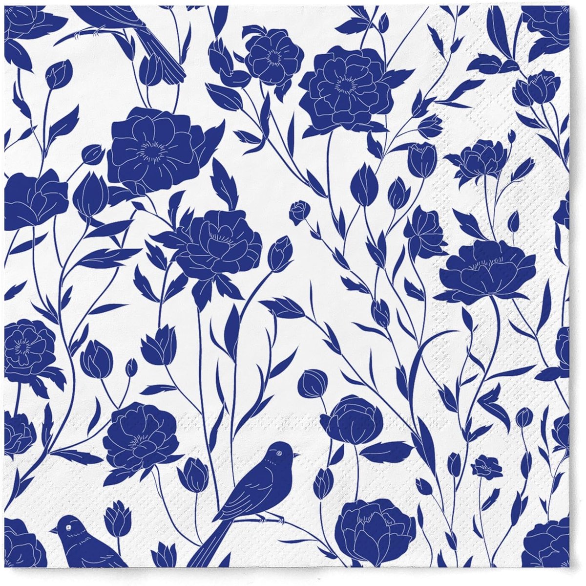 Servetten Papieren - Servetten - Tafel Servetten - Papier - Papieren Wegwerp Servetjes - Feestservetten - Voorjaar Servetten - Lunch/Diner Tafel Decoratie - 3 Laags - Wit en blauw - 16,5 x 16,5 cm - 20 Stuks - van Imperatoris