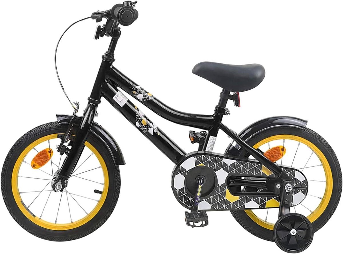 Kinderfiets Peuterfiets Wegfiets Avontuurlijke Rit Verstelbaar Stuur Zadel 14 Inch Zwart