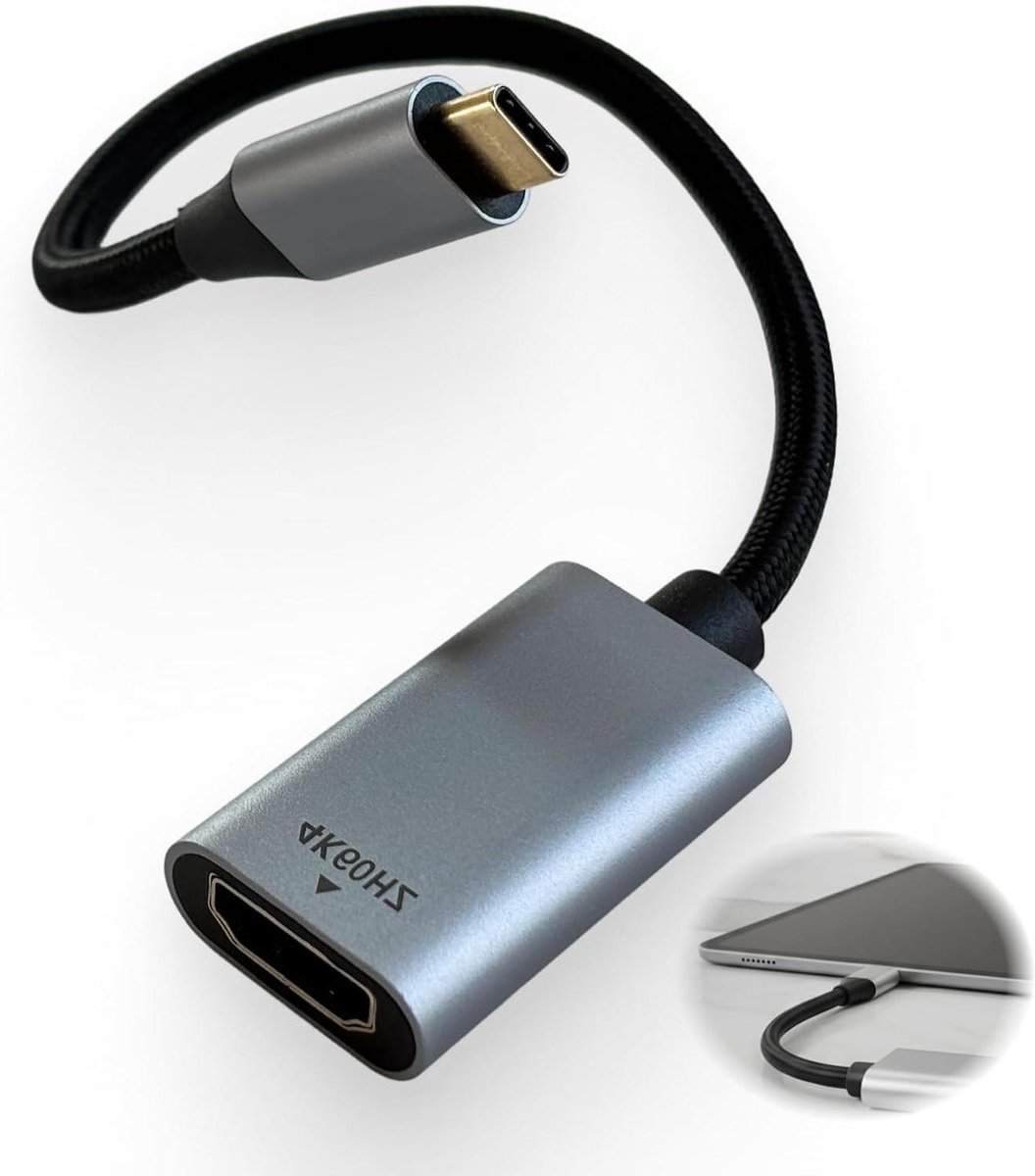 USB C naar HDMI Adapter - Type-C Converter - Scherm Uitbreiden - 4K @60Hz Ondersteuning