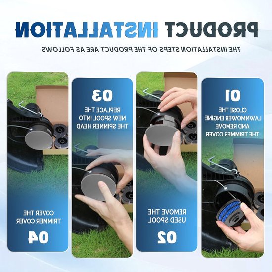 Vervangende Grastrimmer Spoelen 1.5mm - 8.3m Lengte, Geschikt voor RLT4027, RLT4125, RLT5027, RLT6030, RLT5127, Inclusief Spoelcover, Ideaal voor Tuinonderhoud en Grasmaaien — afbeelding 4