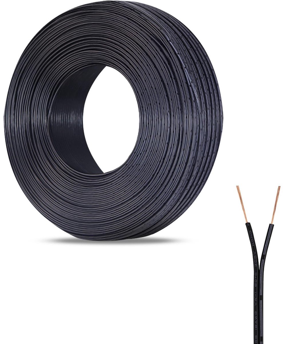 Dailygoody - 10 m elektrische kabel - 22 flexibel - Geschikt voor LED strips - Zwart - 2-kern kabel - Ideaal voor verlichting en elektronica - Di