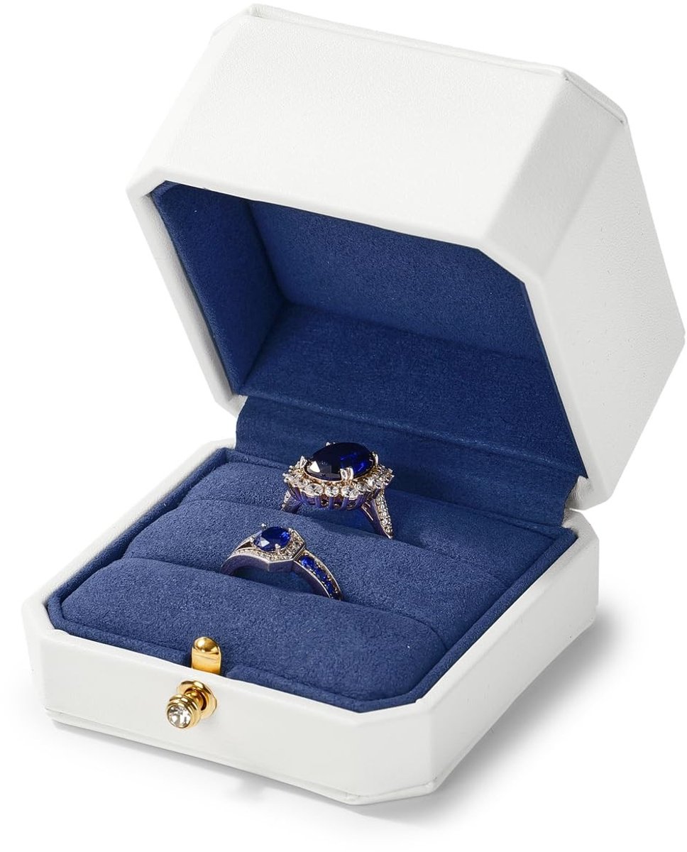 Dailygoody - Ringdoos - PU leren ringbox - Compact - Blauw - Sieradenopbergdoos - Geschikt voor stellen - Engagementsringdoos