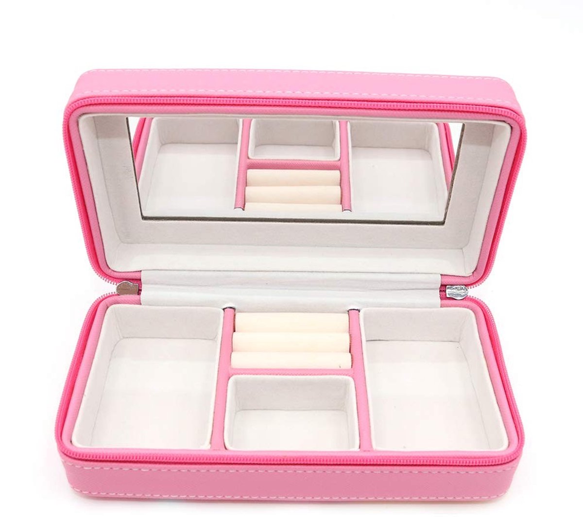 Dailygoody - Juwelendoos - Faux Leather Sieraden Organizer - Roze Patroon voor Ringen, Oorbellen, Halskettingen en Armbanden