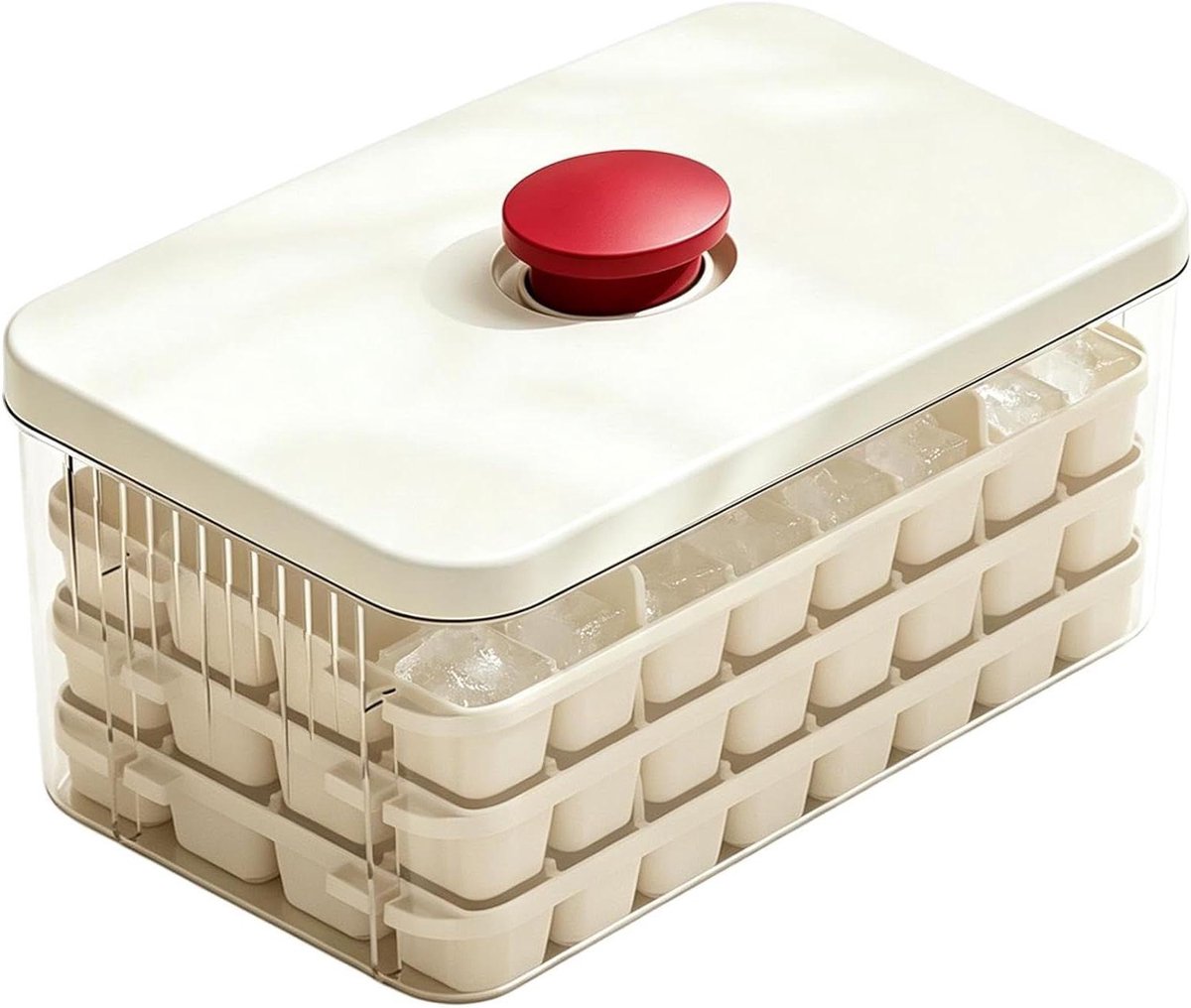IJsblokjesvorm met Bak - IJsblokjesmaker - Drankjes Koelen - 96 Vakken - 20 x 12 x 10 cm - Romig