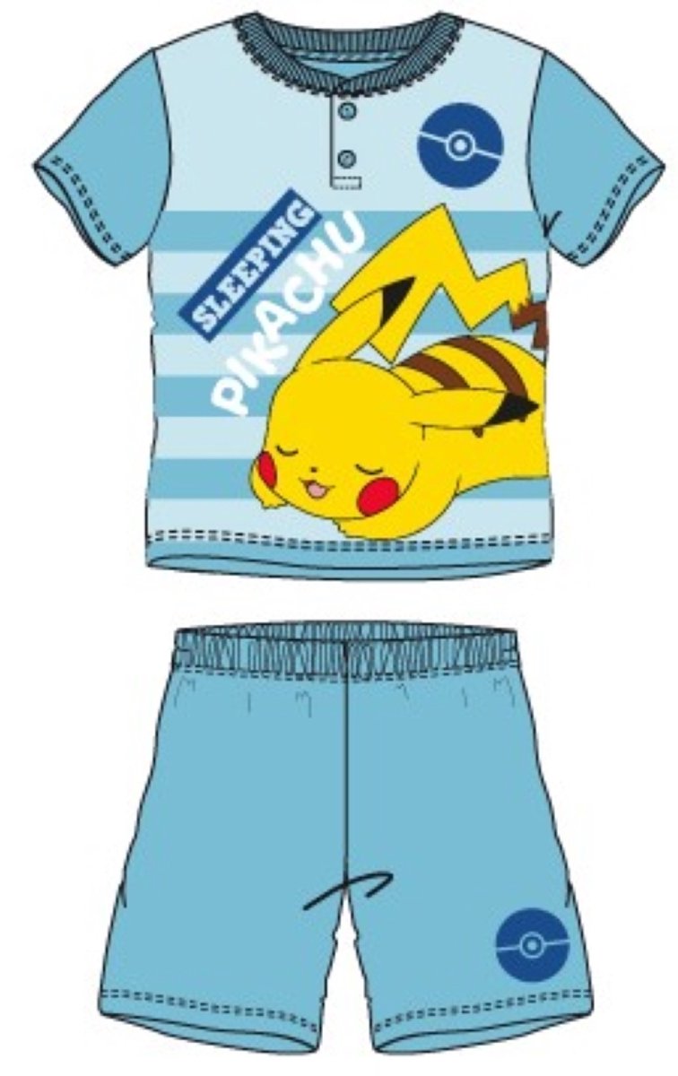 Pokemon shortama - Maat 116 - Blauw - Pokémon Pikachu - Pyjama